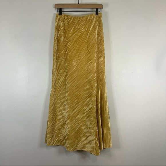 FREE PEOPLE Sz small NOA VELVET MAXI SLIP SKIRT IN HAY THERE GOLD YELLOW - Picture 2 of 6